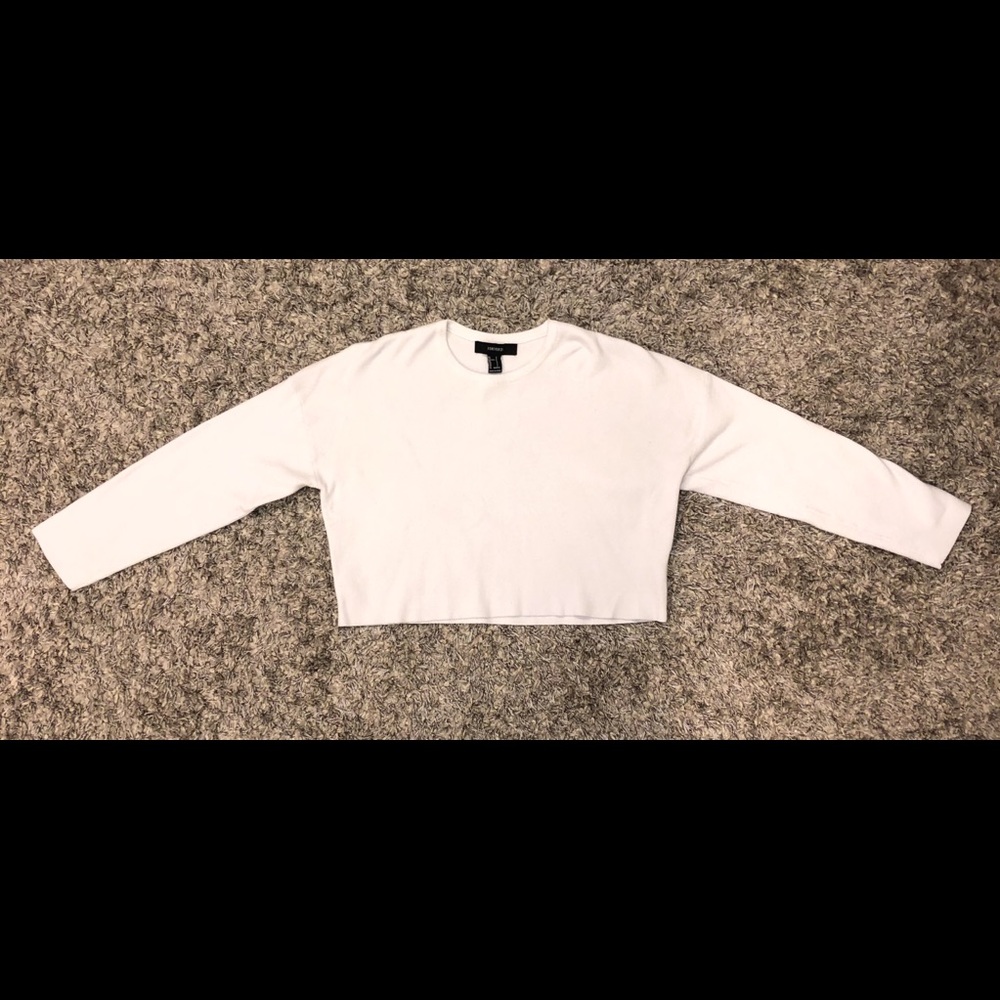 white cropped sweater